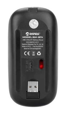 Everest SM-BT11 Fekete vezetéknélküli Bluetooth optikai egér