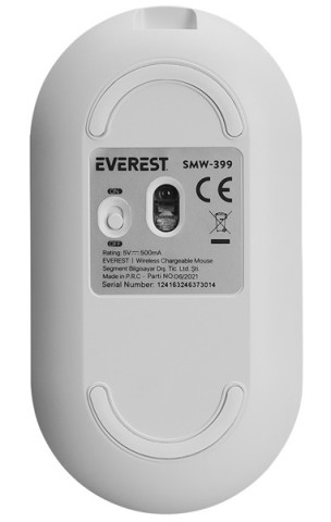 Everest SMW-399 Fehér vezetéknélküli Rechargeable optikai egér