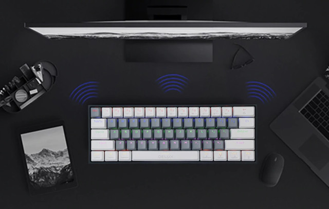 Delux KM33 Vezeték Nélküli Mechanikus Gamer Billentyűzet - Angol kiosztás