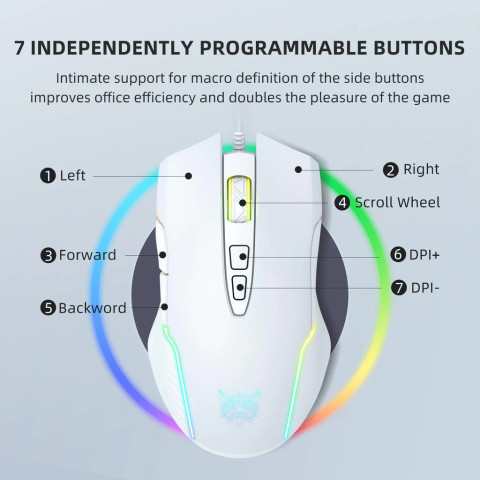 Onikuma CW905 Gamer egér - Fehér