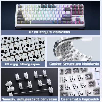 AULA F87 Dark Storm Vezeték Nélküli Mechanikus Gamer Billentyűzet