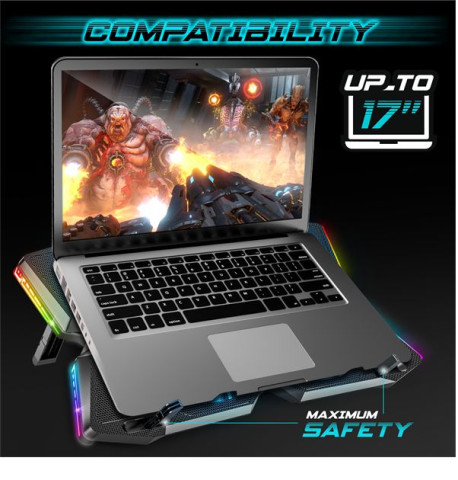 Spirit of Gamer Notebook Hűtőpad 17"-ig - AIRBLADE 500 RGB (25dB; 4x12cm, RGB, 2xUSB2.0)