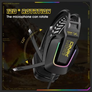 Onikuma X13 Vezetékes Gamer Fejhallgató RGB világítással - Fekete