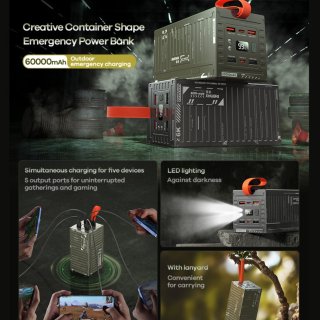 Remax Container Series RPP-609 Kültéri Powerbank 60000mAh - Szürke