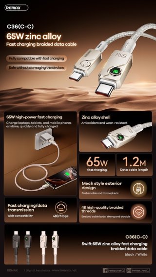 Remax Swift kábel USB-A-USB-C - 1,2m