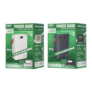 Remax Piloteer Series RPP-118 Gyorstöltő Powerbank 80000mAh - Fehér