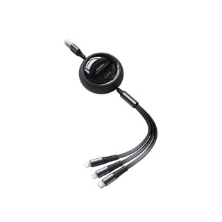 Remax Linon Series 3 in 1 Retractable kábel 15W - Fekete