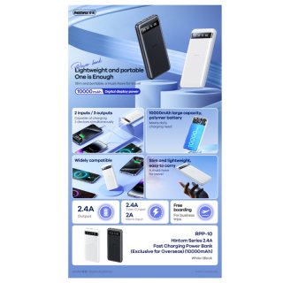 Remax Hintom Series RPP-10 Gyorstöltő Powerbank 10000mAh - Fehér
