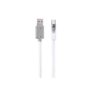Remax Mecha Series Liquid Silicone Hajlékony USB-A - Type-C gyorstöltő kábel 100W - Fehér