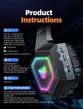 Onikuma GT806 Tri-Mode Vezeték Nélküli Gamer Headset