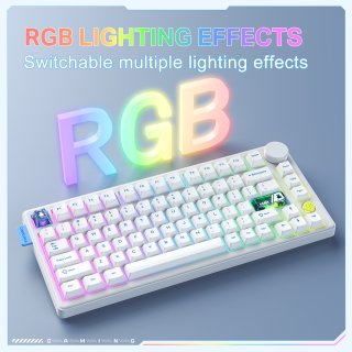 Onikuma MT706 Vezeték Nélküli Mechanikus Gamer Billentyűzet - Fehér