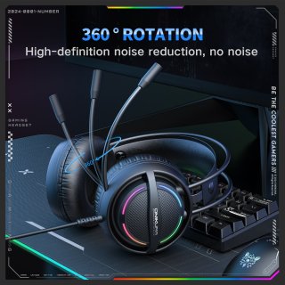 Onikuma X88 Vezetékes Gamer Fejhallgató RGB világítással - Fekete