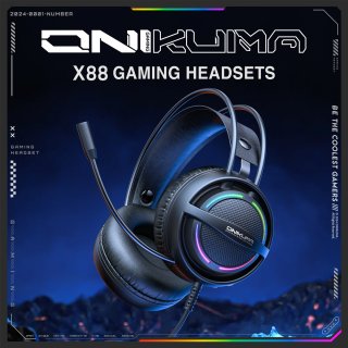 Onikuma X88 Vezetékes Gamer Fejhallgató RGB világítással - Fekete