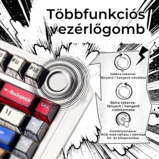 AULA F75 Vezeték Nélküli Mechanikus Gamer Billentyűzet - Comic