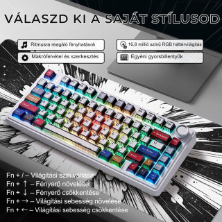 AULA F75 Vezeték Nélküli Mechanikus Gamer Billentyűzet - Comic