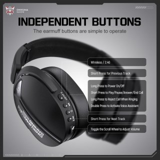 Onikuma GT887 4-Mode Vezeték Nélküli Gamer Headset - Fekete