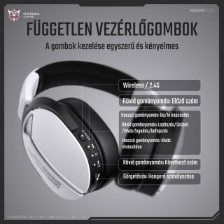Onikuma GT887 4-Mode Vezeték Nélküli Gamer Headset - Fehér
