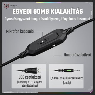Onikuma X91 RGB Gaming Fejhallgató - Fekete