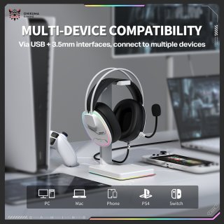 Onikuma X91 RGB Gaming Fejhallgató - Fehér