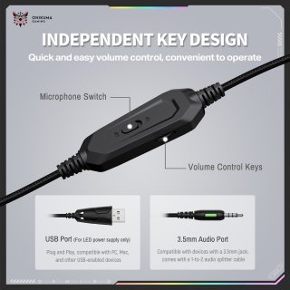 Onikuma X91 RGB Gaming Fejhallgató - Fehér