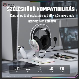 Onikuma X91 RGB Gaming Fejhallgató - Fehér