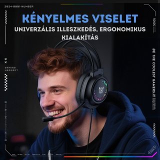 Onikuma X92 RGB Gamer Fejhallgató - Fekete