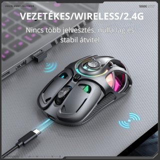 Onikuma DM02 Tri-Mode Vezeték Nélküli Gamer Egér - Szürke