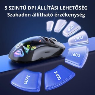Onikuma CW930 Tri-Mode Vezeték Nélküli Gamer Egér - Fekete