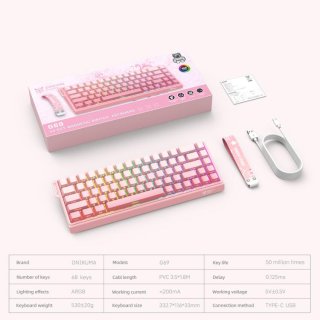 Onikuma G69 Magnetic Switch Gamer Billentyűzet - Pink