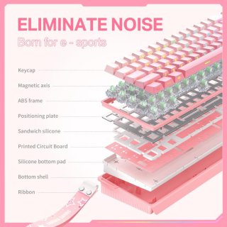 Onikuma G69 Magnetic Switch Gamer Billentyűzet - Pink