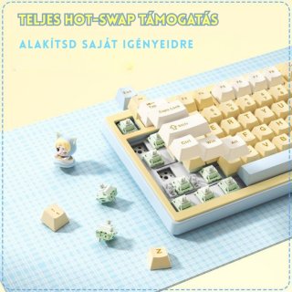 Onikuma MT707 Tri-Mode Vezeték Nélküli Mechanikus Gamer Billentyűzet - Sárga