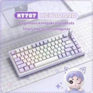 Onikuma MT707 Tri-Mode Vezeték Nélküli Mechanikus Gamer Billentyűzet - Lila