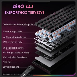 Onikuma MT603 Tri-Mode Vezeték Nélküli Magnetic Switch Mechanikus Gamer Billentyűzet