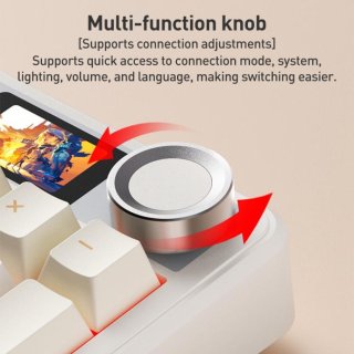 AULA F108 PRO Tri-Mode Vezeték Nélküli Mechanikus Gamer Billentyűzet - Sárga-Fehér