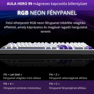 AULA HERO99 Magnetic Switch Mechanikus Gamer Billentyűzet - Fehér
