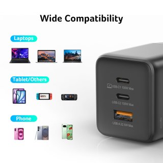 Acer GaN Charger 100W 2x USB-C + 1x USB-A hálózati adapter