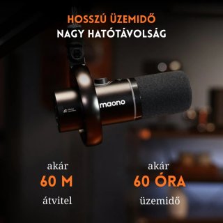 MAONO PD200WS Hybrid Vezeték Nélküli Podcast Mikrofon RGB + Tartókar Kit - Fekete