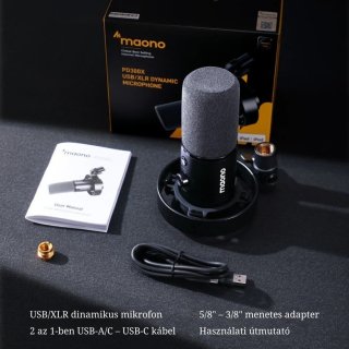 MAONO PD300X USB/XLR Dynamic Streamer/Podcast Mikrofon - Fekete