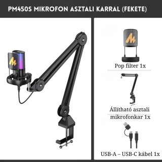 MAONO PM450S USB Streamer/Gamer Mikrofon Kit RGB - Fekete