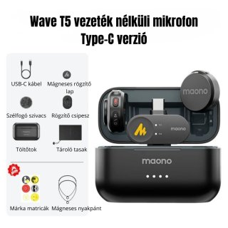 MAONO Wave T5 Csiptethető Vezeték Nélküli Zajszűrős Mikrofon Kit