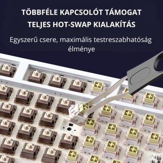 AULA L99 Tri-Mode Vezeték Nélküli Mechanikus Gamer Billentyűzet Érintőképernyővel - Fehér