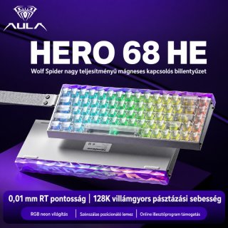 AULA HERO68 HE Frosted Magnetic Switch Mechanikus Gamer Billentyűzet - Fehér