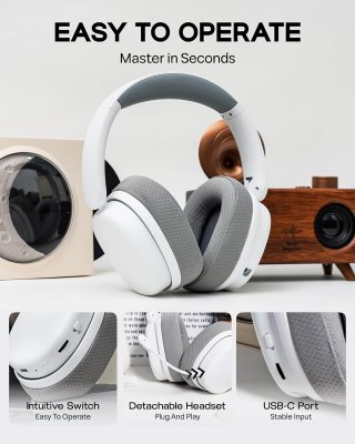 AULA G7 PRO 7.1 Tri-Mode Vezeték Nélküli Gamer Headset - Fehér