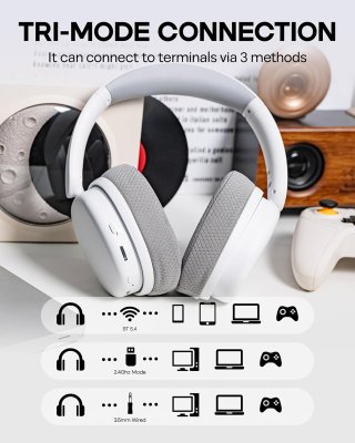 AULA G7 PRO 7.1 Tri-Mode Vezeték Nélküli Gamer Headset - Fehér