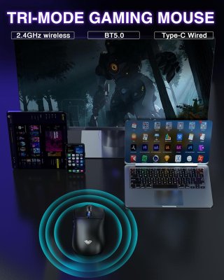 AULA SC580X Tri-Mode Vezeték Nélküli Gamer Egér - Fekete