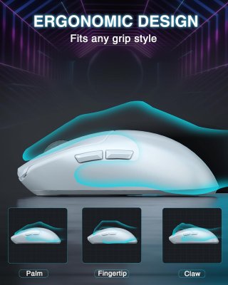 AULA SC580X Tri-Mode Vezeték Nélküli Gamer Egér - Fehér