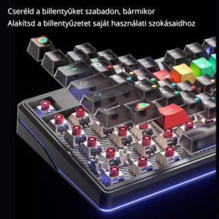 AULA F87 PRO V2 Vezeték Nélküli Mechanikus Gamer Billentyűzet - Fehér Contour