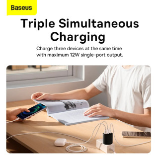 Baseus USB Gyorstöltő Hálózati Adapter 17W - Fekete