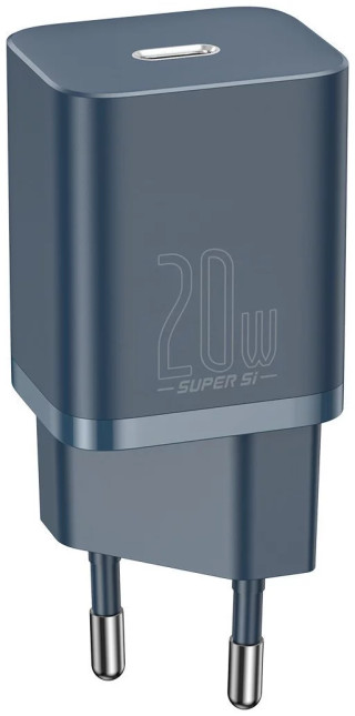Baseus Super Si 1C Gyorstöltő Hálózati Adapter 20W + USB-C-Lightning kábel - Kék