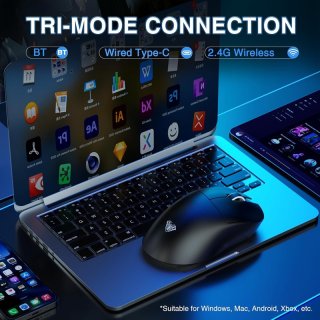 AULA SC900 Pro Tri-Mode Vezeték Nélküli Gamer Egér - Fekete